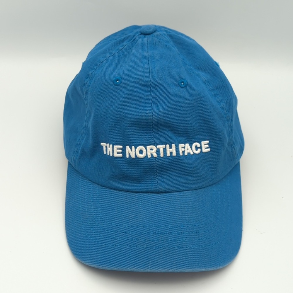 The North Face Hat Cap Horizontal Spell Out Logo Unisex Blue One Size Adjustable - Picture 9 of 16